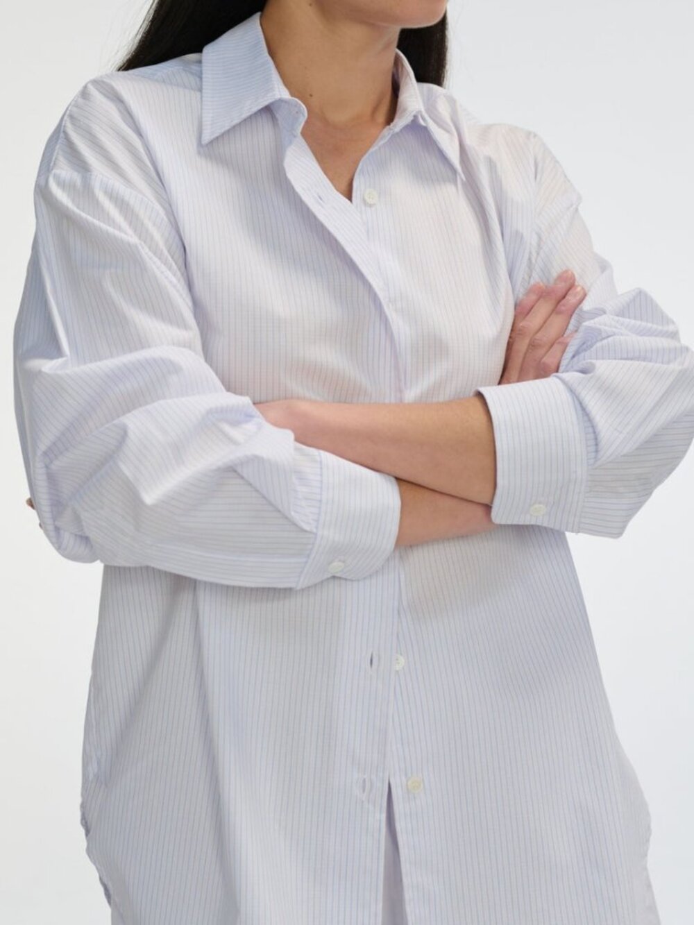 Almina Concept Oversized Shirt Light Pink Blue Stripes S